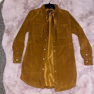 Suede orangish tan button up jacket